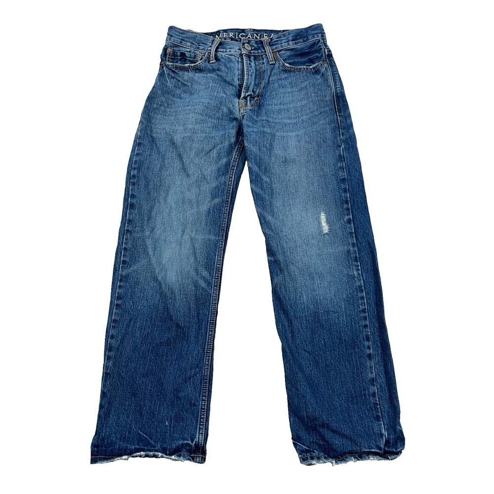 Vintage Y2K American Eagle Jeans Men 26x28 Loose Fit Low Rise Distressed Baggy